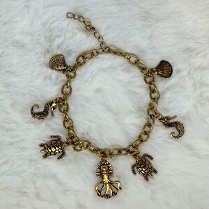 Gold-tone  Bracelet with Sea Creatures